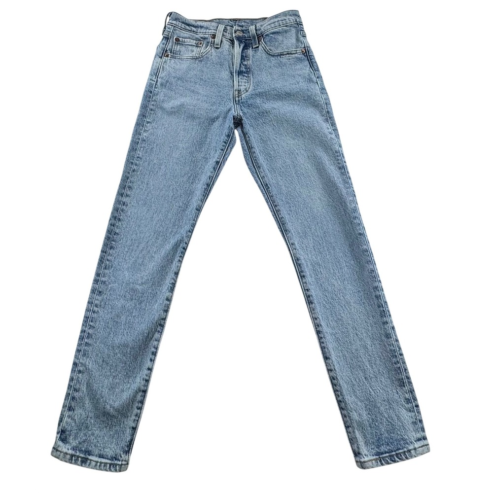 Levi's Premium 501 Skinny Jeans Women 24x28 Light Wash High Rise Button Fly
